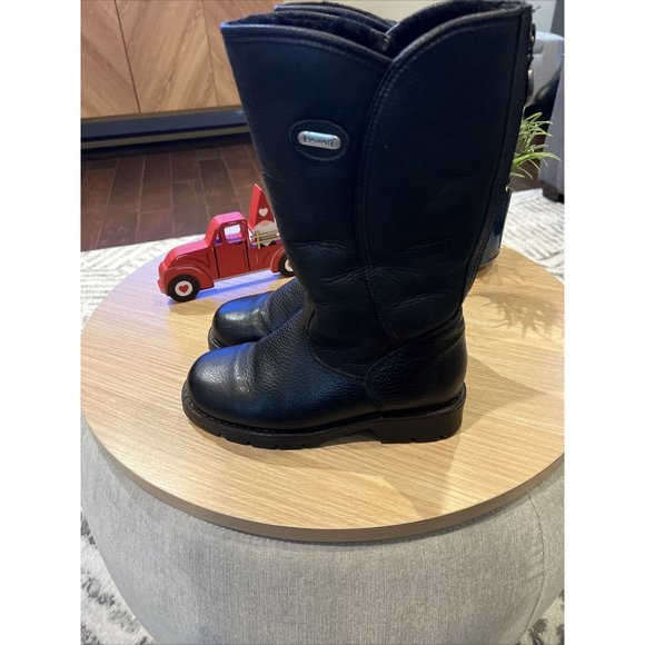 Pajar Women's Black Leather Waterproof Shearling Lined Back Zip Boots Size 7 - Picture 8 of 15